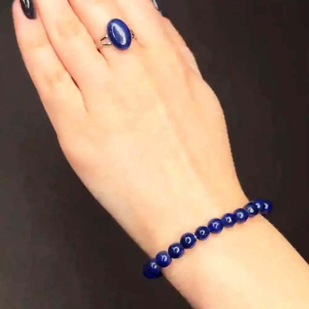 Set brățară și inel Lapis Lazuli ajustabile