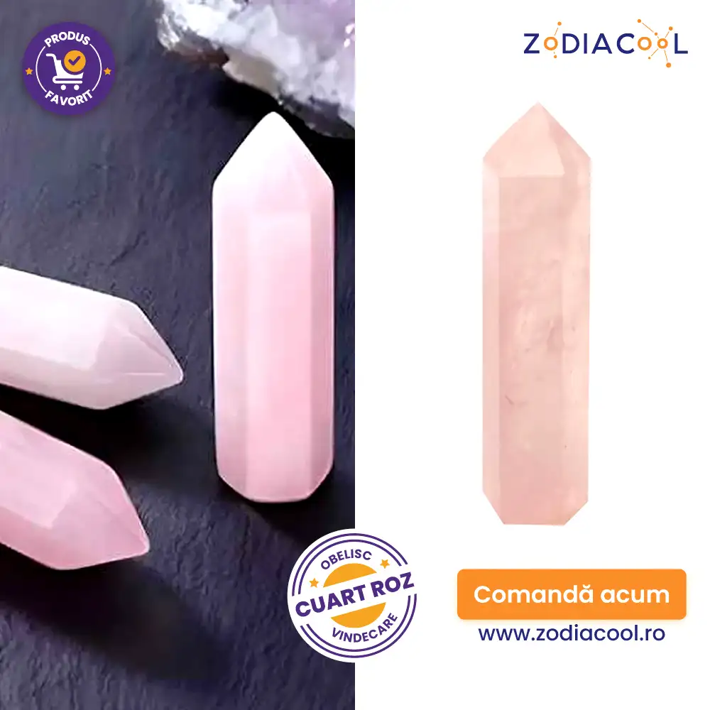 Obelisc cristal Cuart Roz