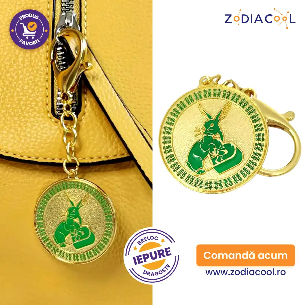 Breloc Iepure cu flori de piersic