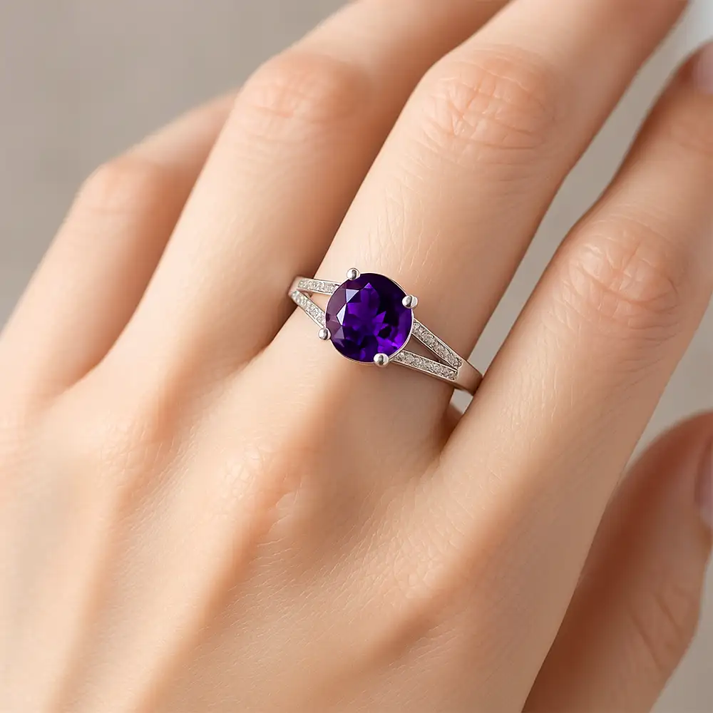 Inel Ametist cu strasuri
