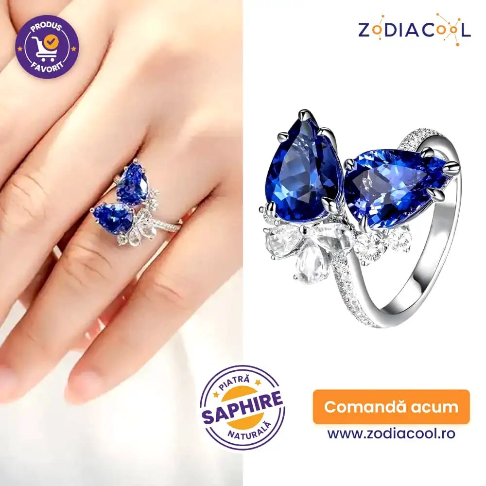 Inel 2 pietre cuart Saphire