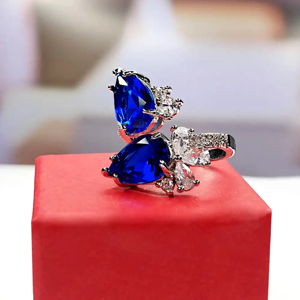 Inel 2 pietre cuart Saphire