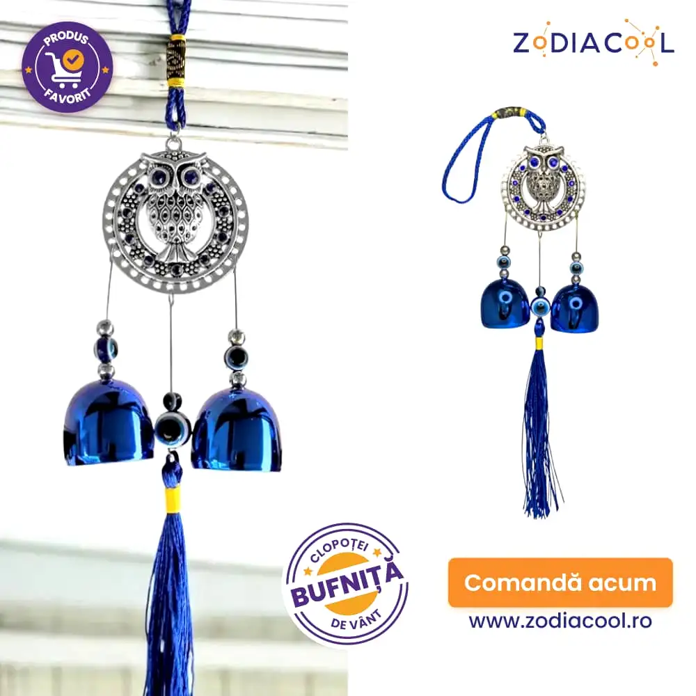 Clopotei de vant cu bufnita și ochiul magic norocos