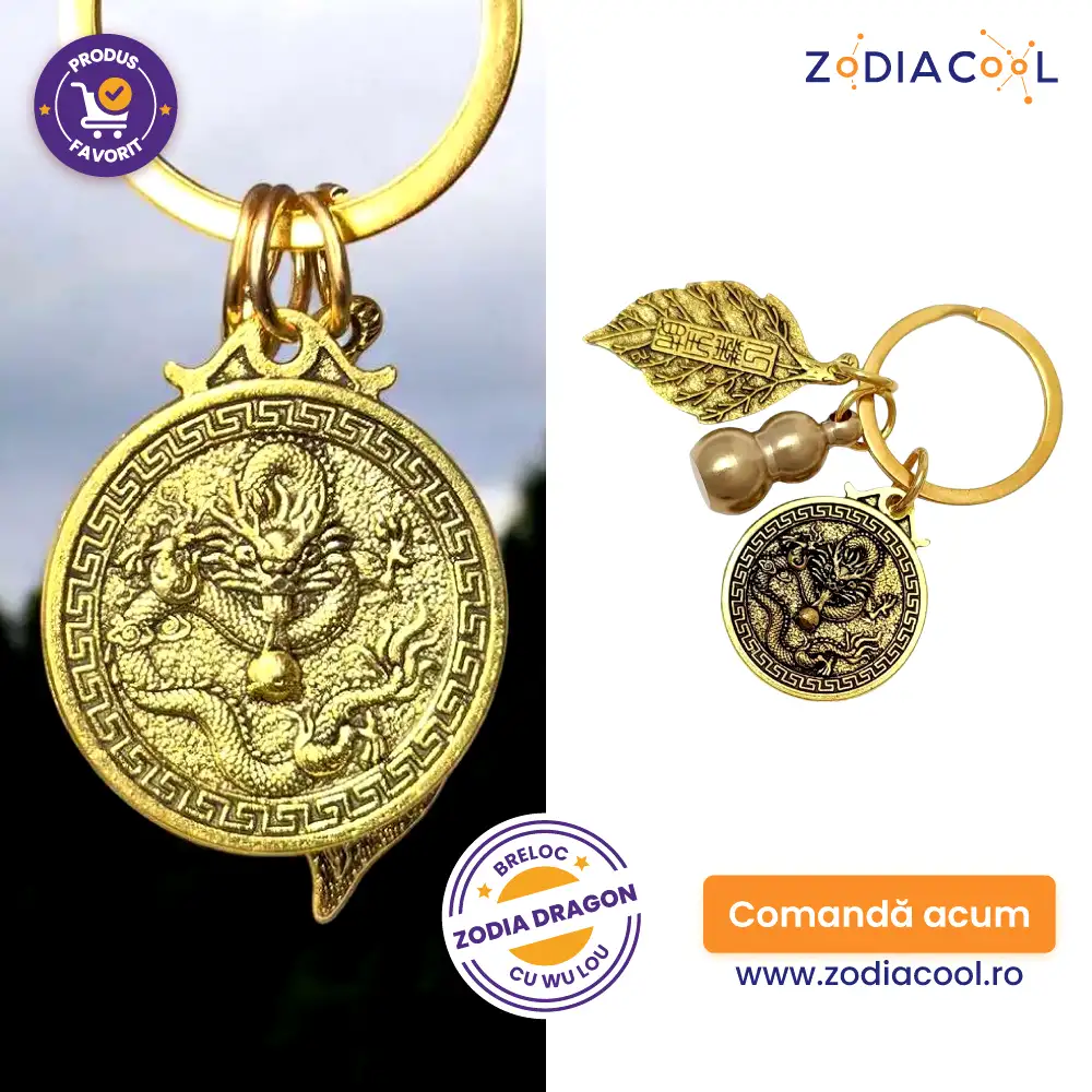 Breloc zodia Dragon cu Wu Lou
