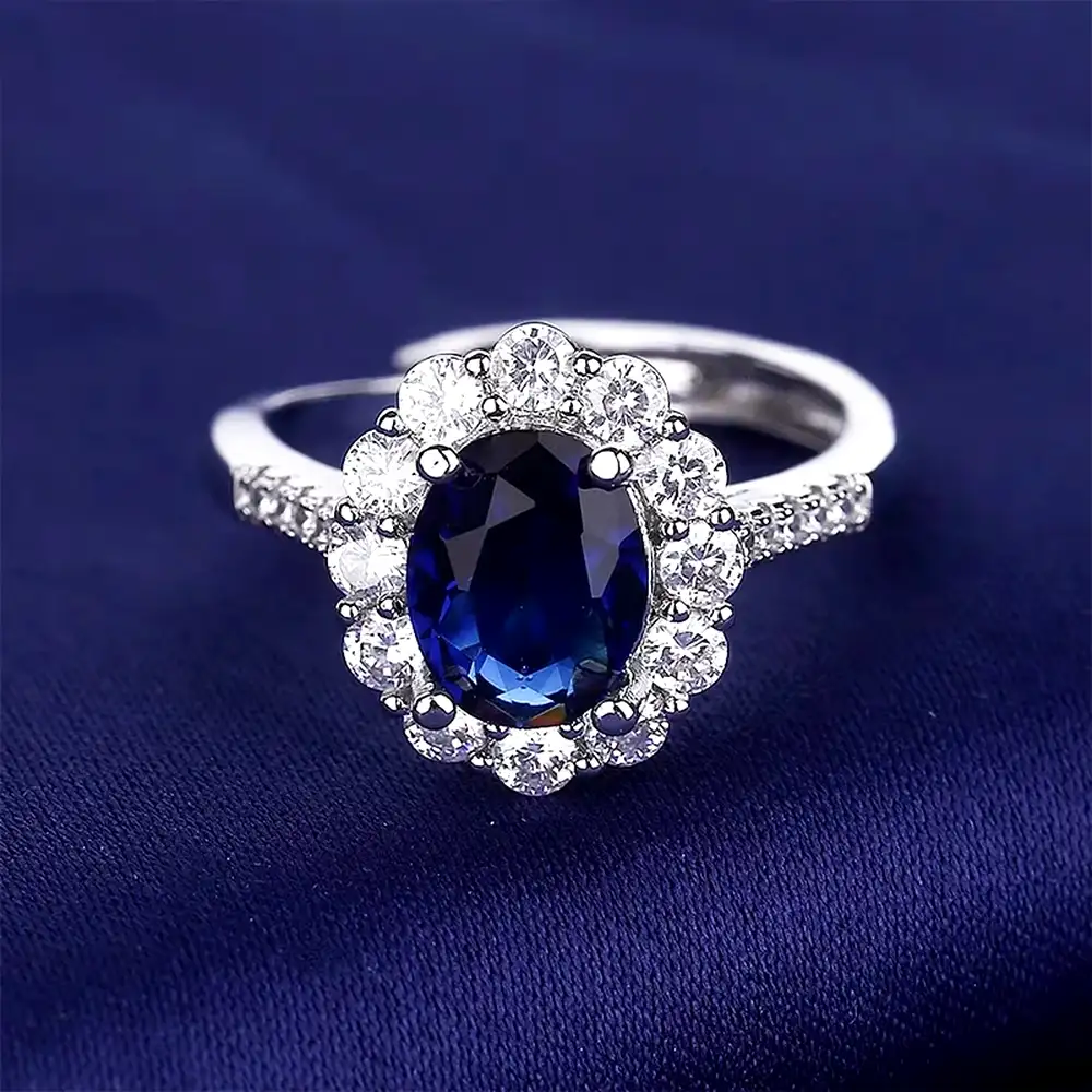 Inel cuart Saphfire și Zirconiu