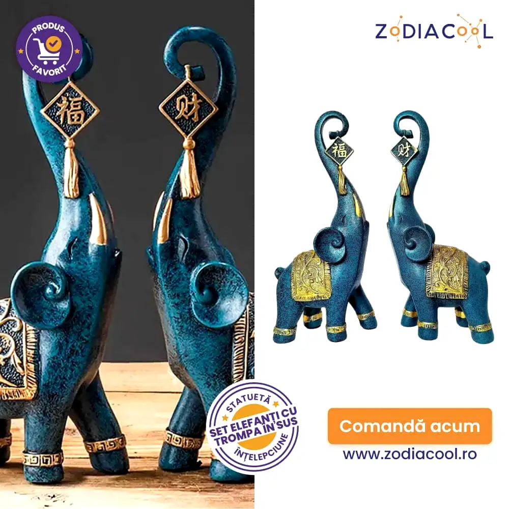 Set 2 elefanți cu trompa în sus