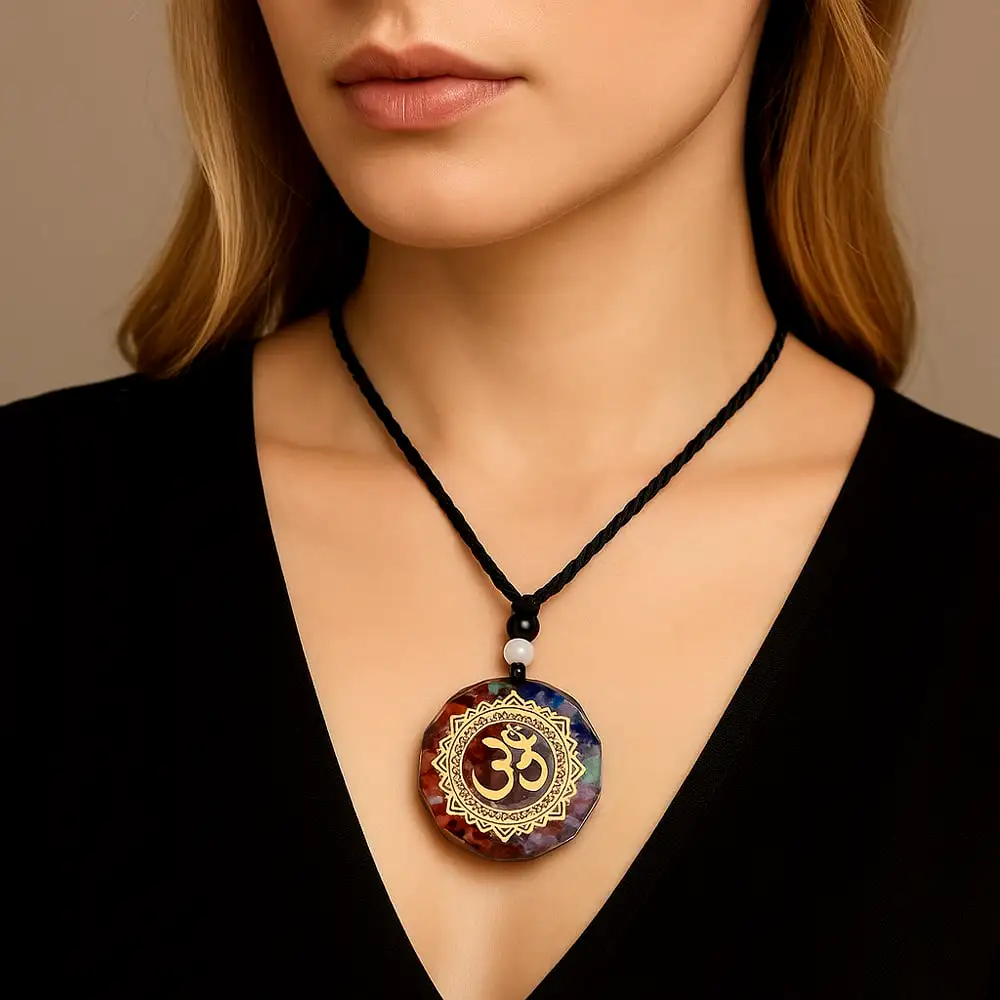 Colier 7 chakre cu semnul sacru Om