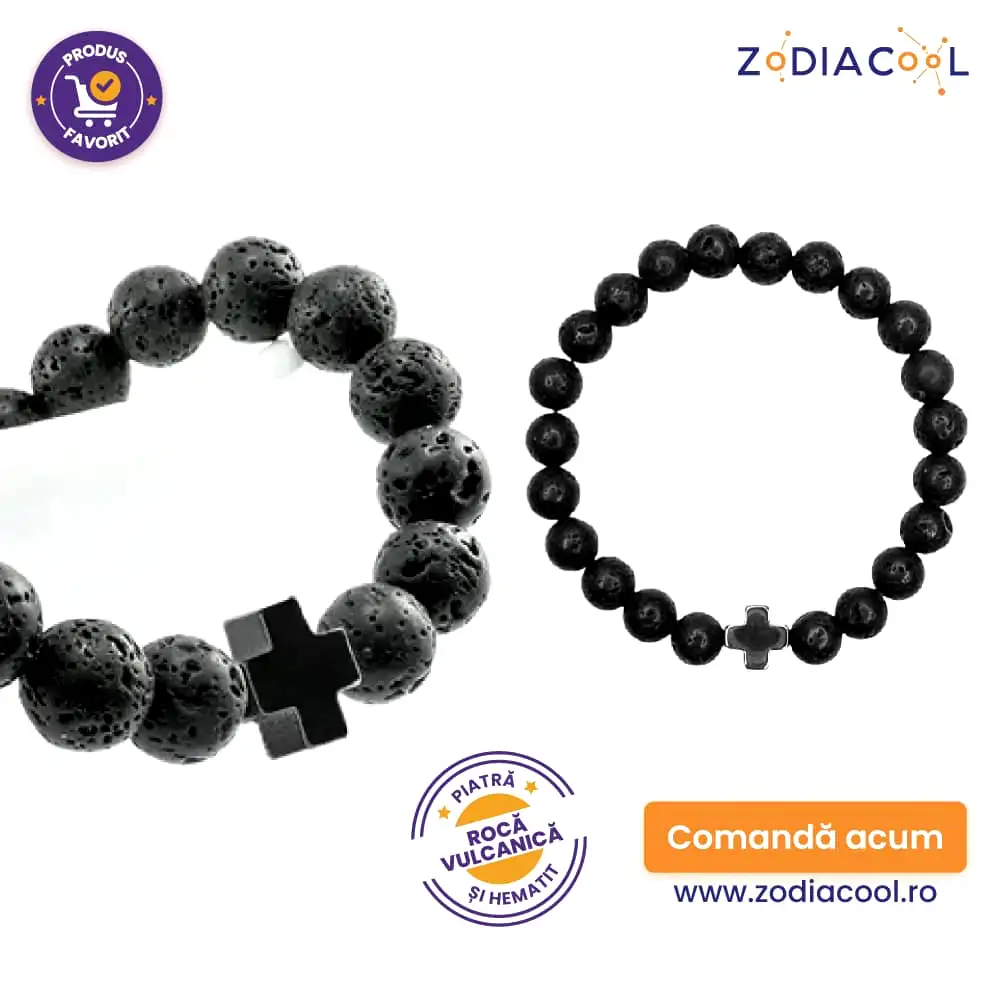 Bratara roca vulcanica lava si cruciulita hematit