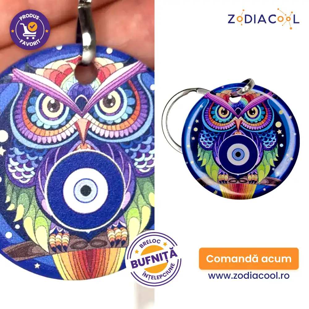 Breloc Bufnita cu ochi de deochi