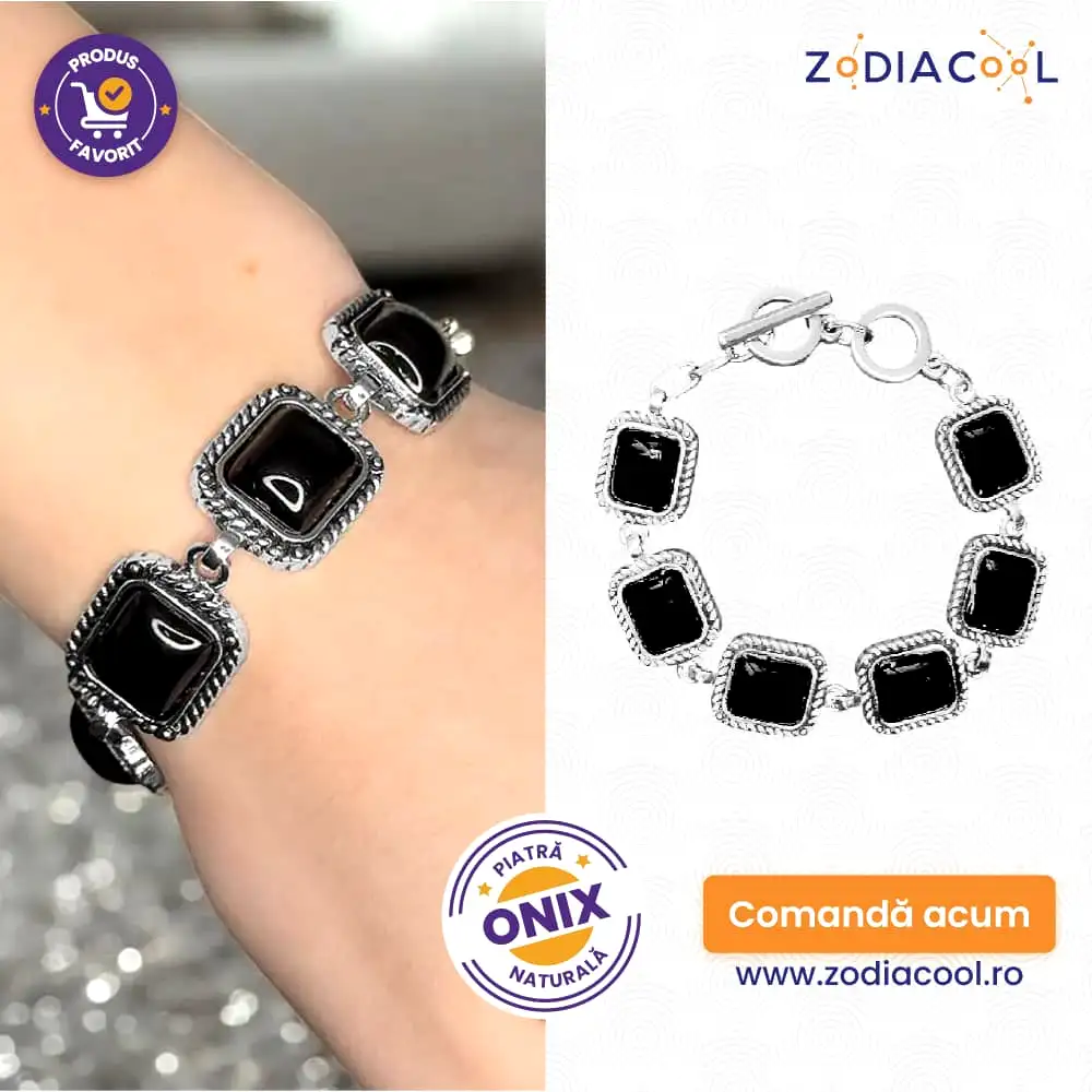 Bratara 6 pietre Onix forma patrat