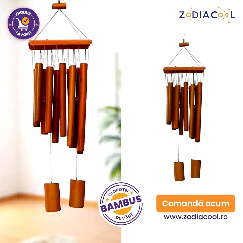 Clopoței de vânt muzicali din bambus pentru exterior