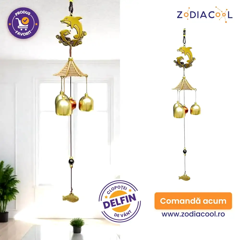 Clopoței de vânt cu delfin și 3 clopoței