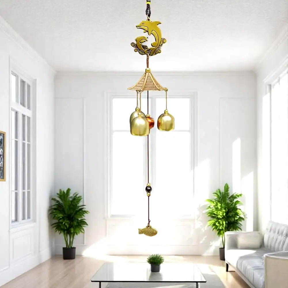 Clopoței de vânt cu delfin și 3 clopoței