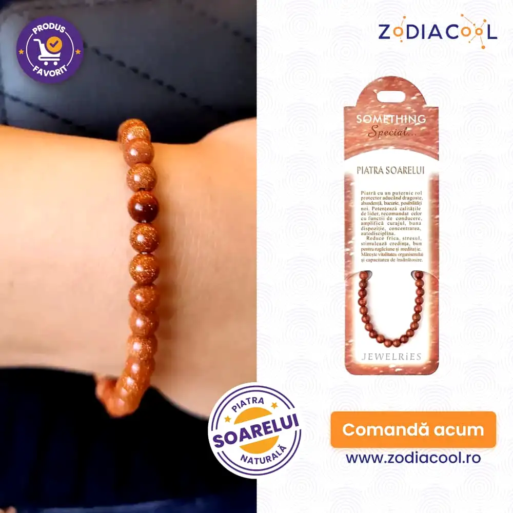 Set bratara Piatra Soarelui cu felicitare personalizata