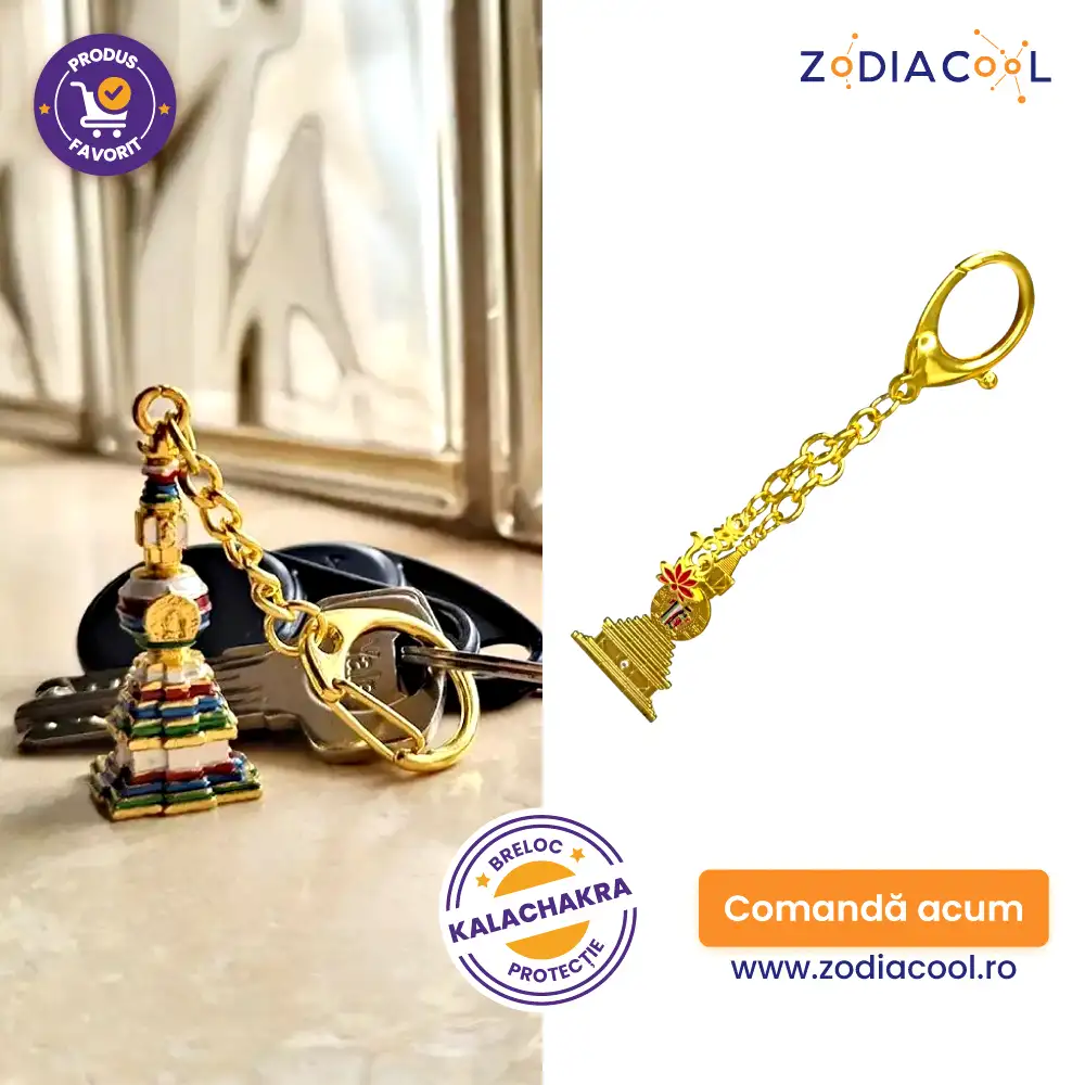 Breloc Stupa Kalachakra și silaba hum pe lotus