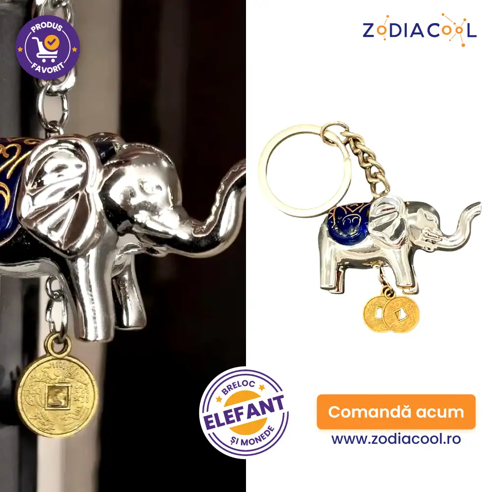 Breloc cu elefant și monede