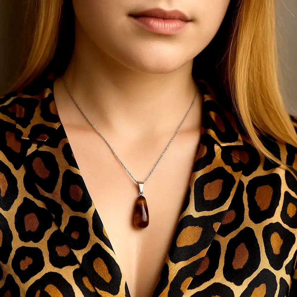 Set brățară și pandantiv Ochi de Tigru ajustabile