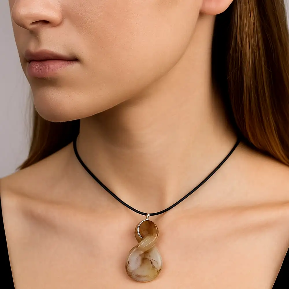 Set colier agate cu semnul infinitului cu felicitare personalizata