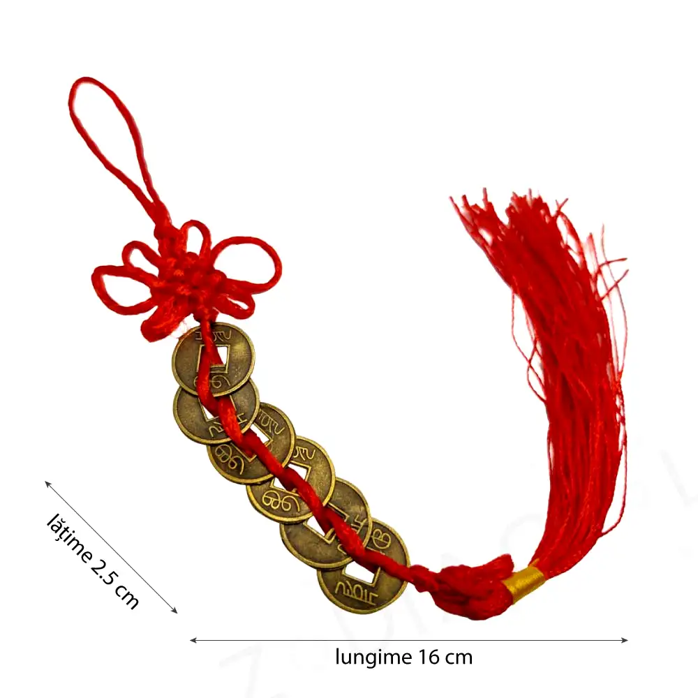 Amuleta bani cu 6 monede chinezesti feng shui