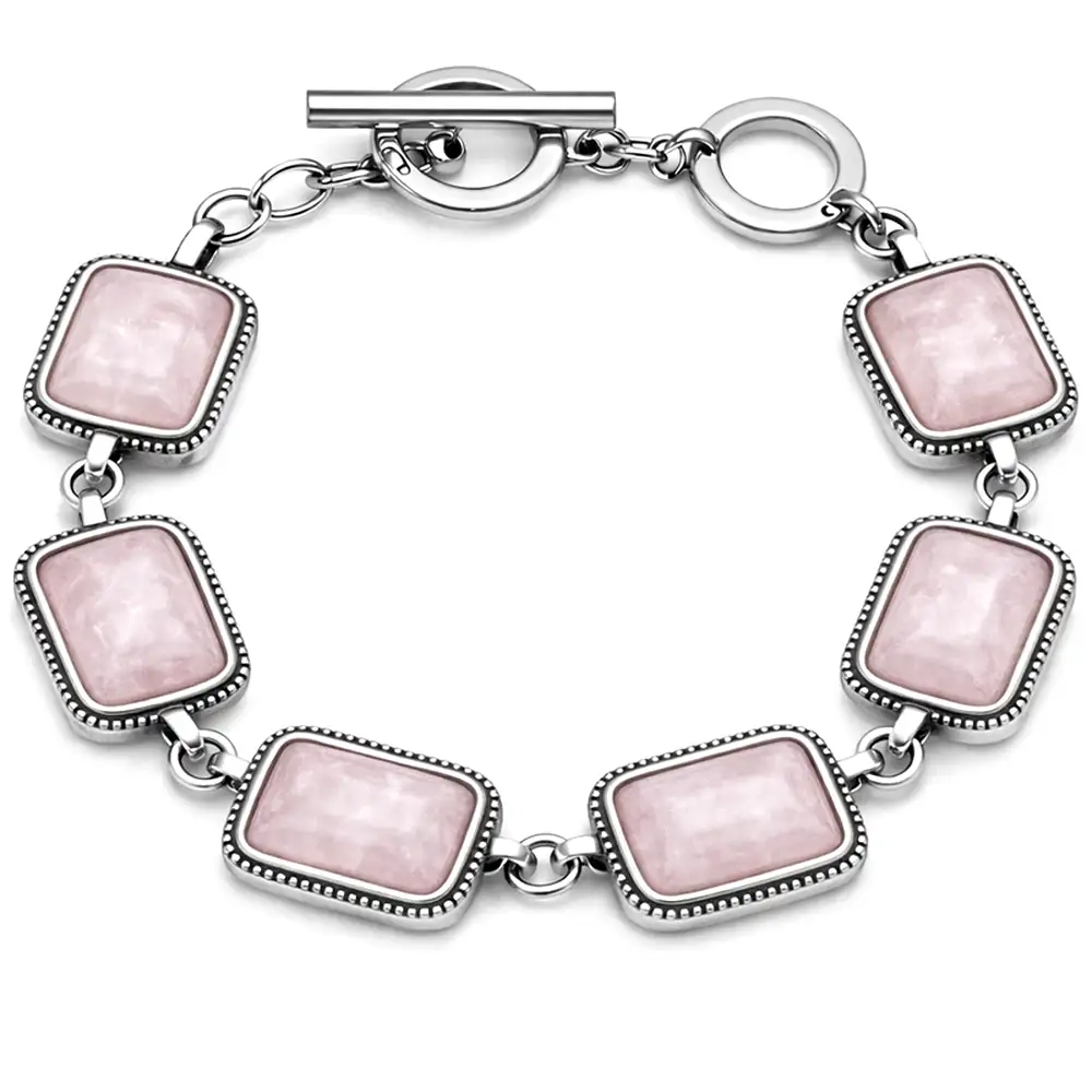 Bratara 6 pietre alb roziu