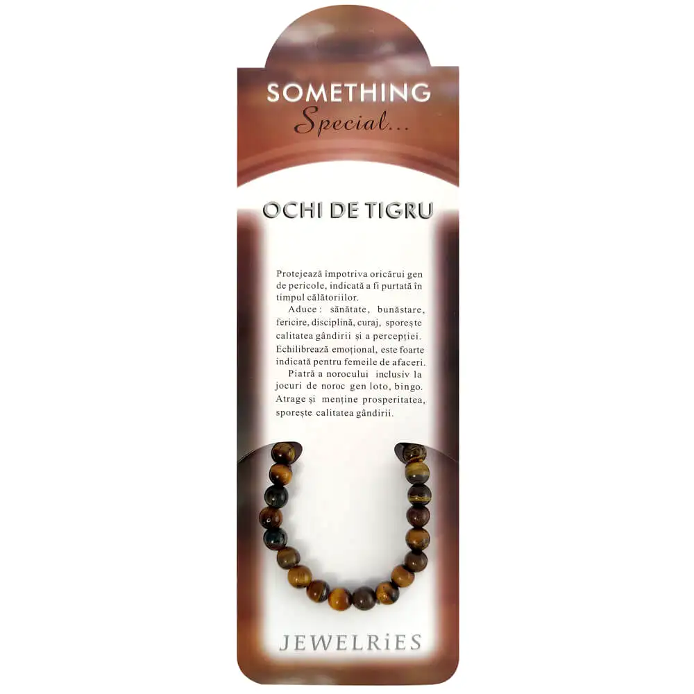 Set bratara piatra Ochi de tigru cu felicitare personalizata