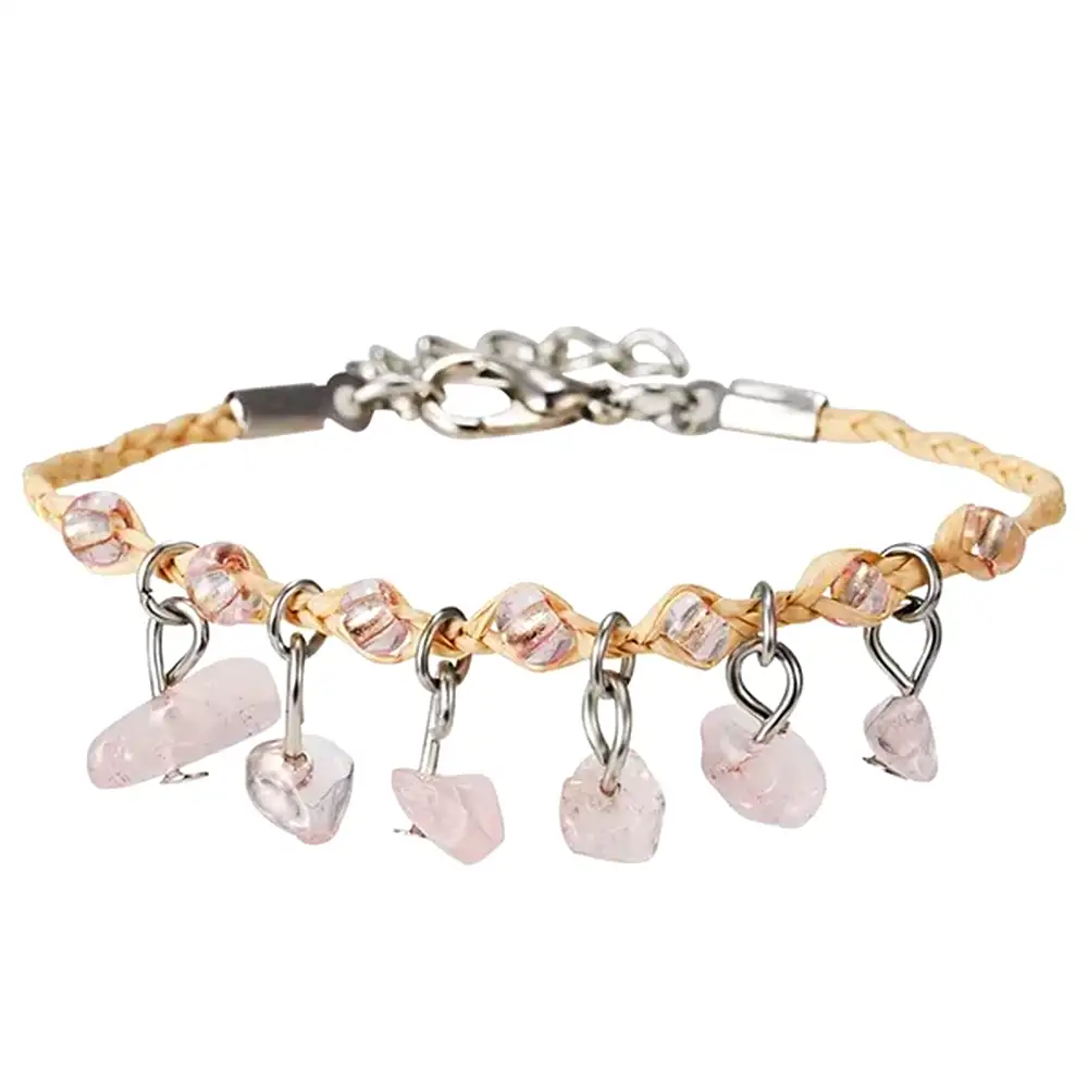 Brățară Boho Cuarț roz cu ideograma prosperității