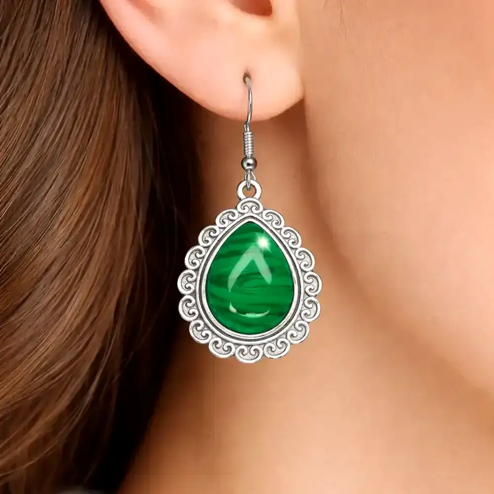 Cercei piatra Malachit