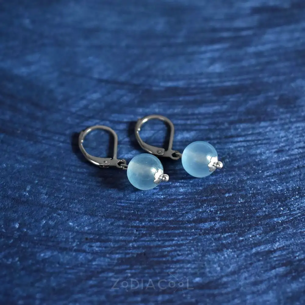 Cercei cuartz Saphire pastel