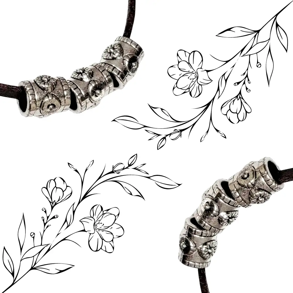 Set 3 Charmuri model floral cu snur