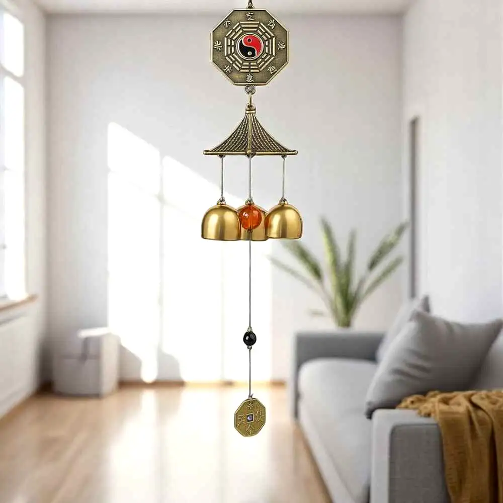 Clopoței de vânt din metal cu 2 pa kua