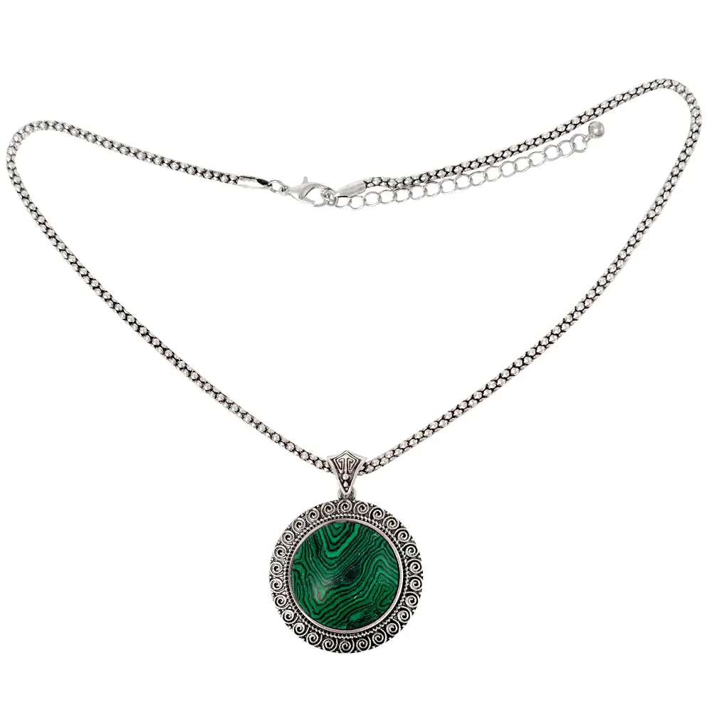 Colier Malachit pandantiv oval