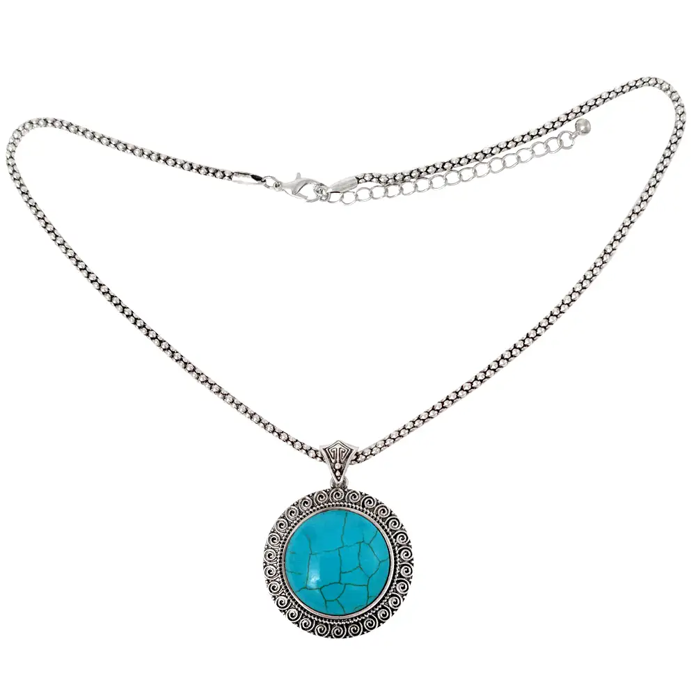 Colier Turcoaz pandantiv rotund