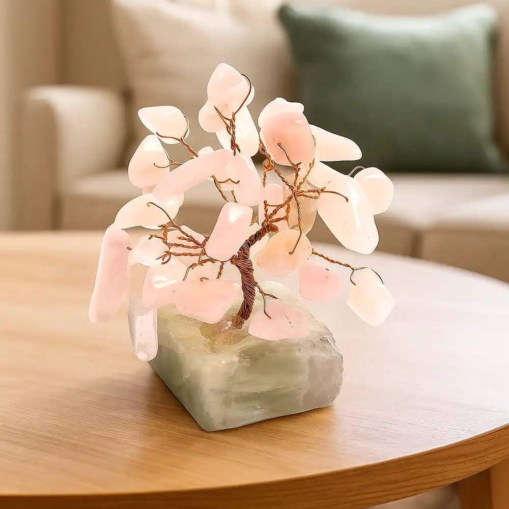 Copac cu cristale Cuart Roz naturale