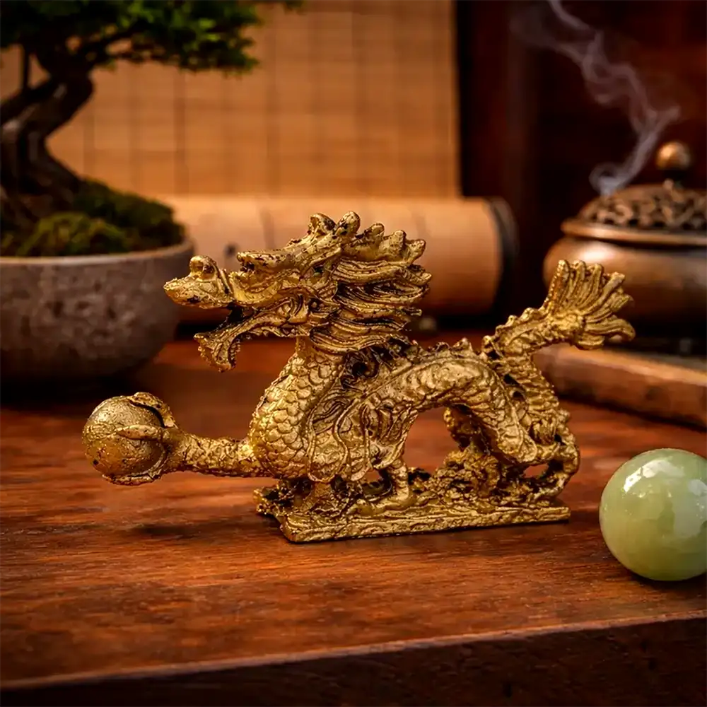 Dragon norocos feng shui cu perla nemuririi pentru bogatie