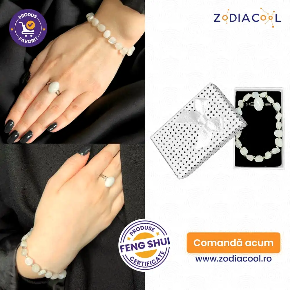 Set brățară și inel Piatra Lunii ajustabile