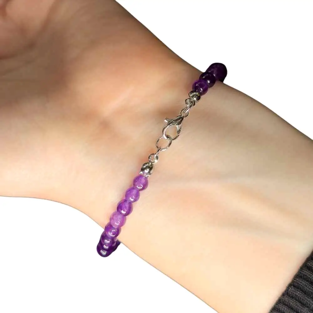 Set brățară și inel ametist ajustabile