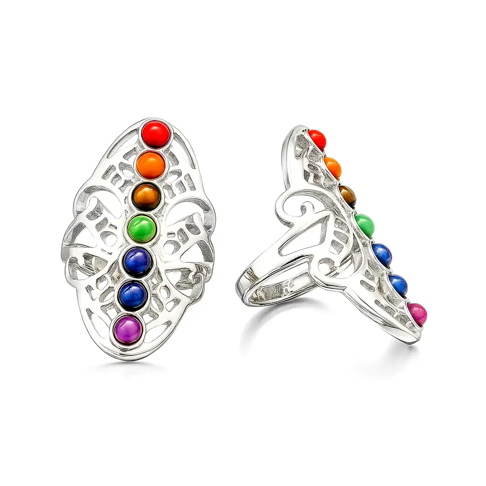 Inel lung pietre 7 chakre