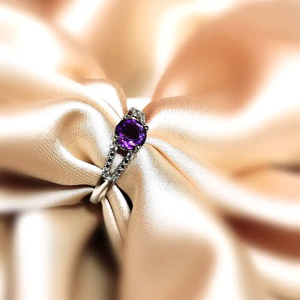Inel Ametist cu strasuri