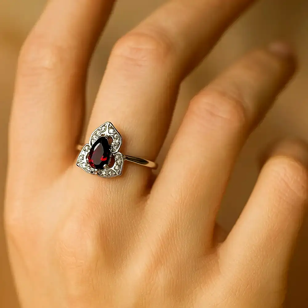 Set brățară Carneol și inel Granat ajustabile