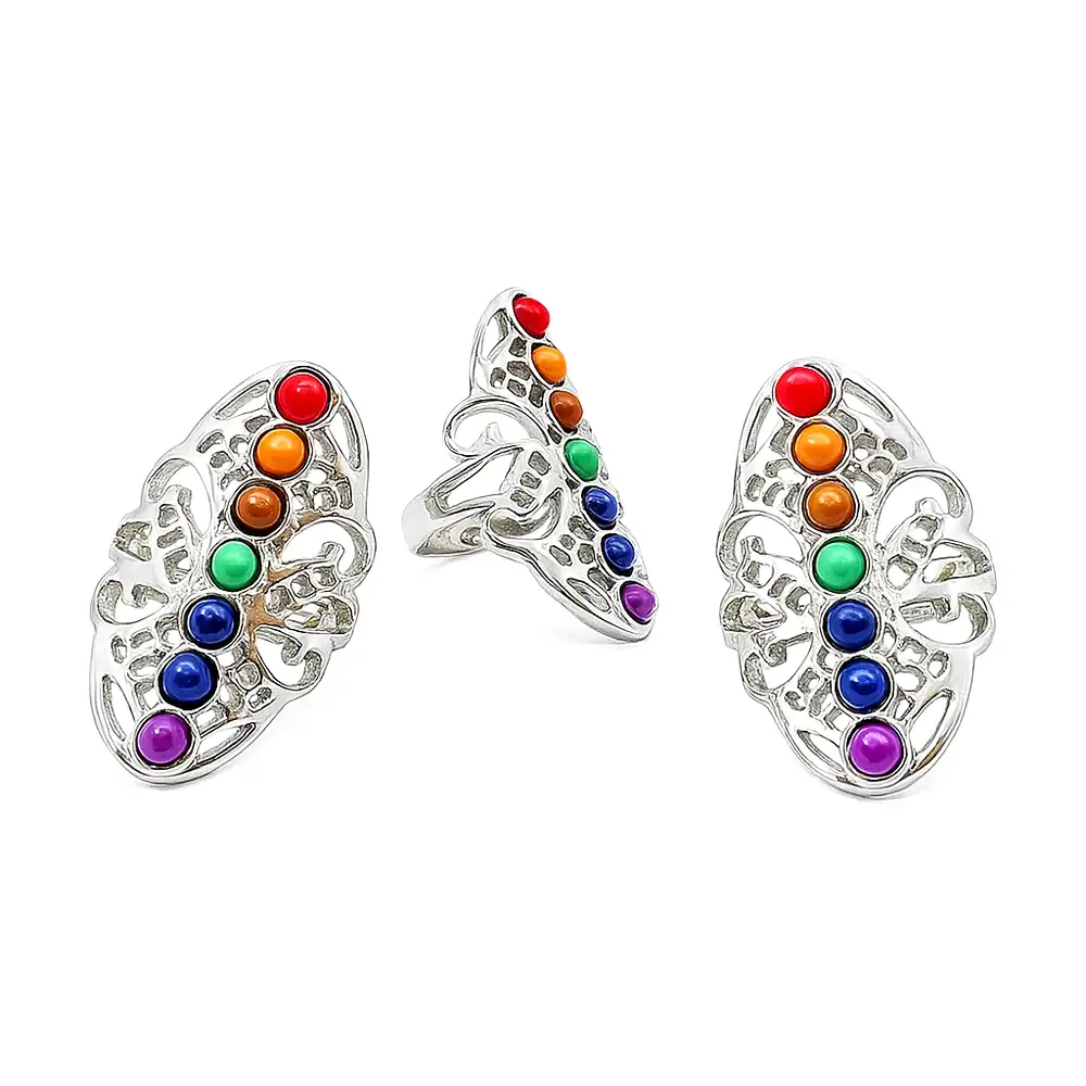 Inel lung pietre 7 chakre