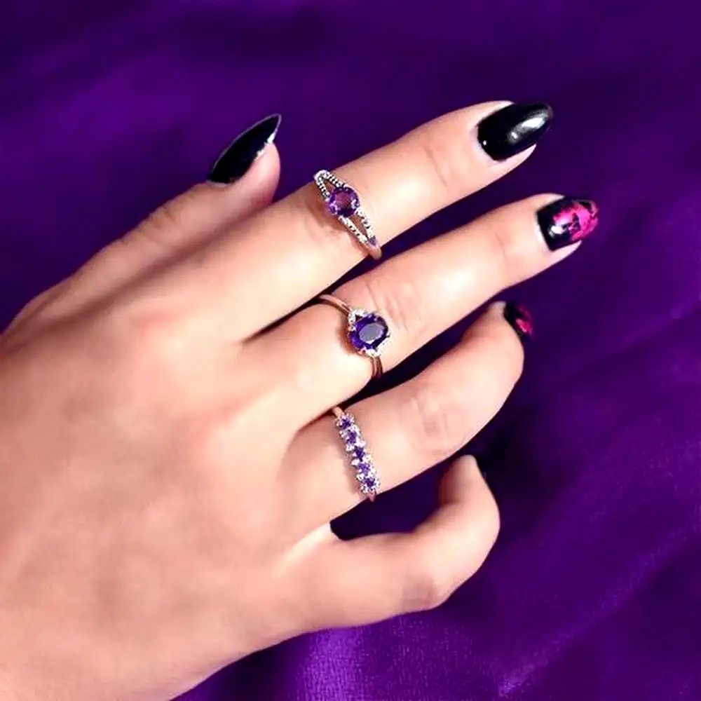 Inel Ametist cu strasuri