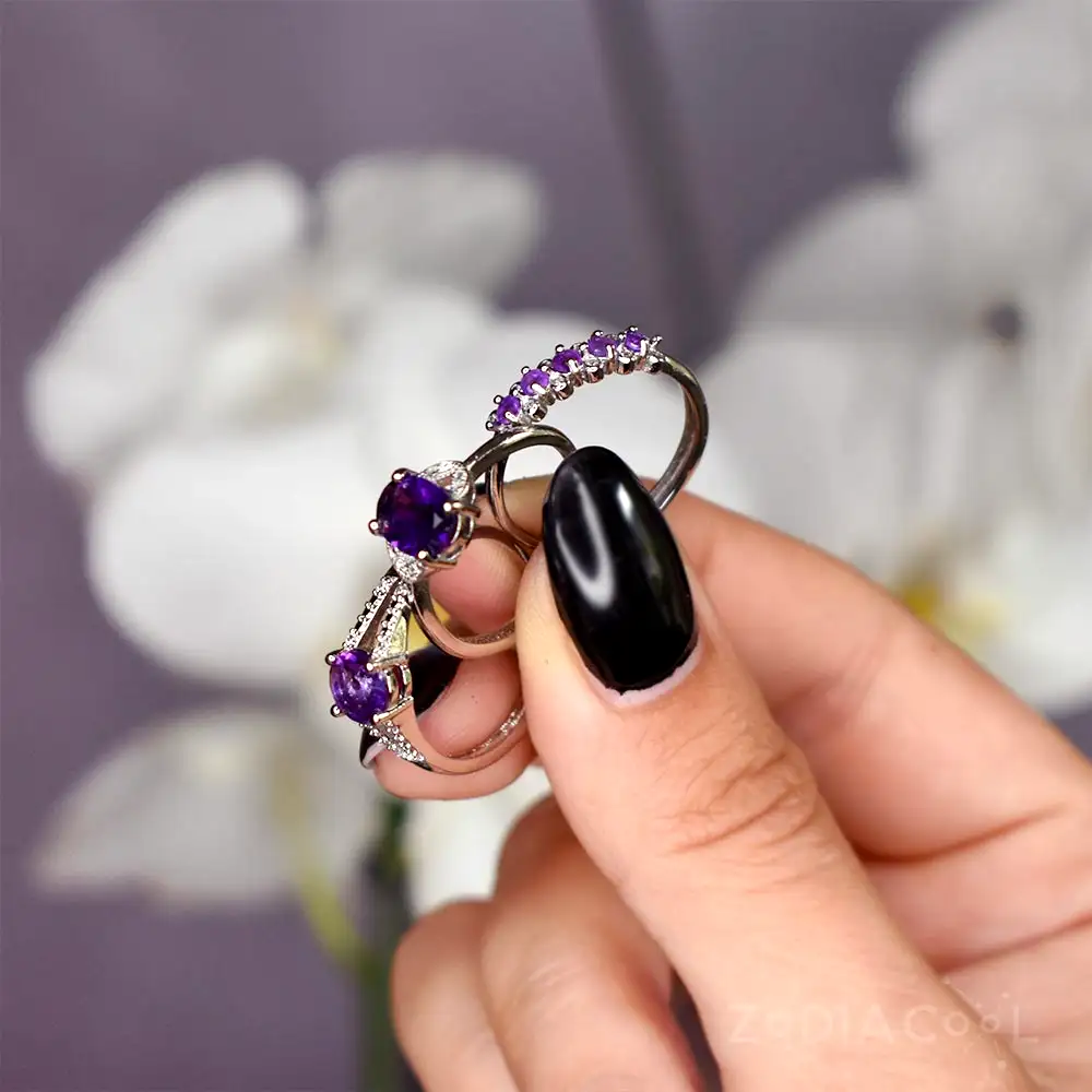 Inel Ametist cu strasuri