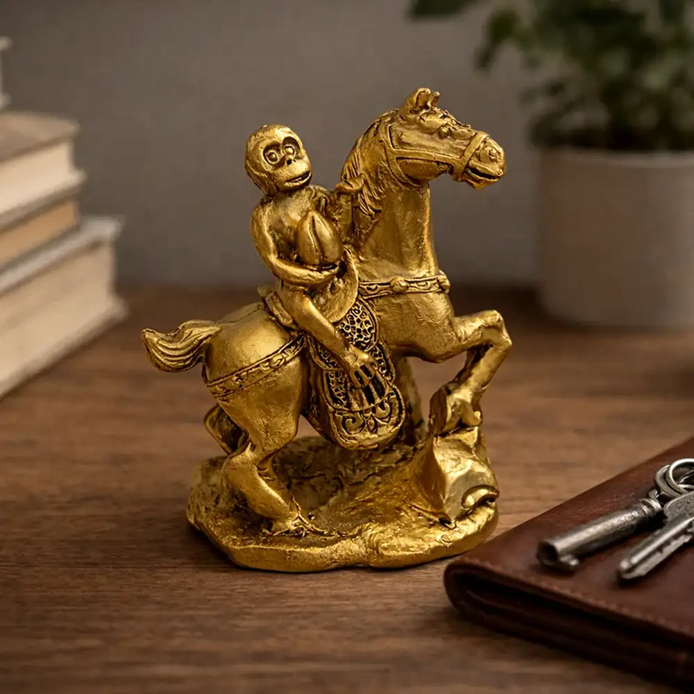 Maimuta pe cal cu piersica