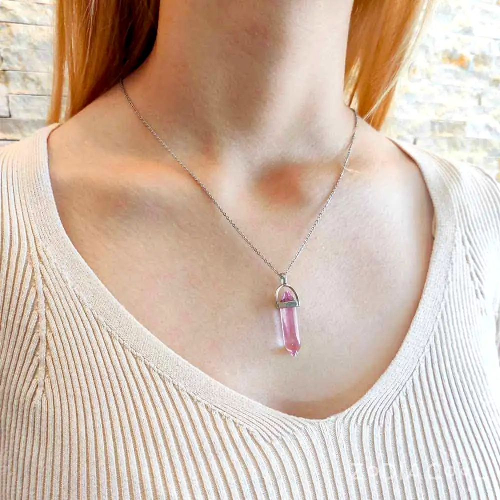 Pandantiv Cuarț Trandafiriu