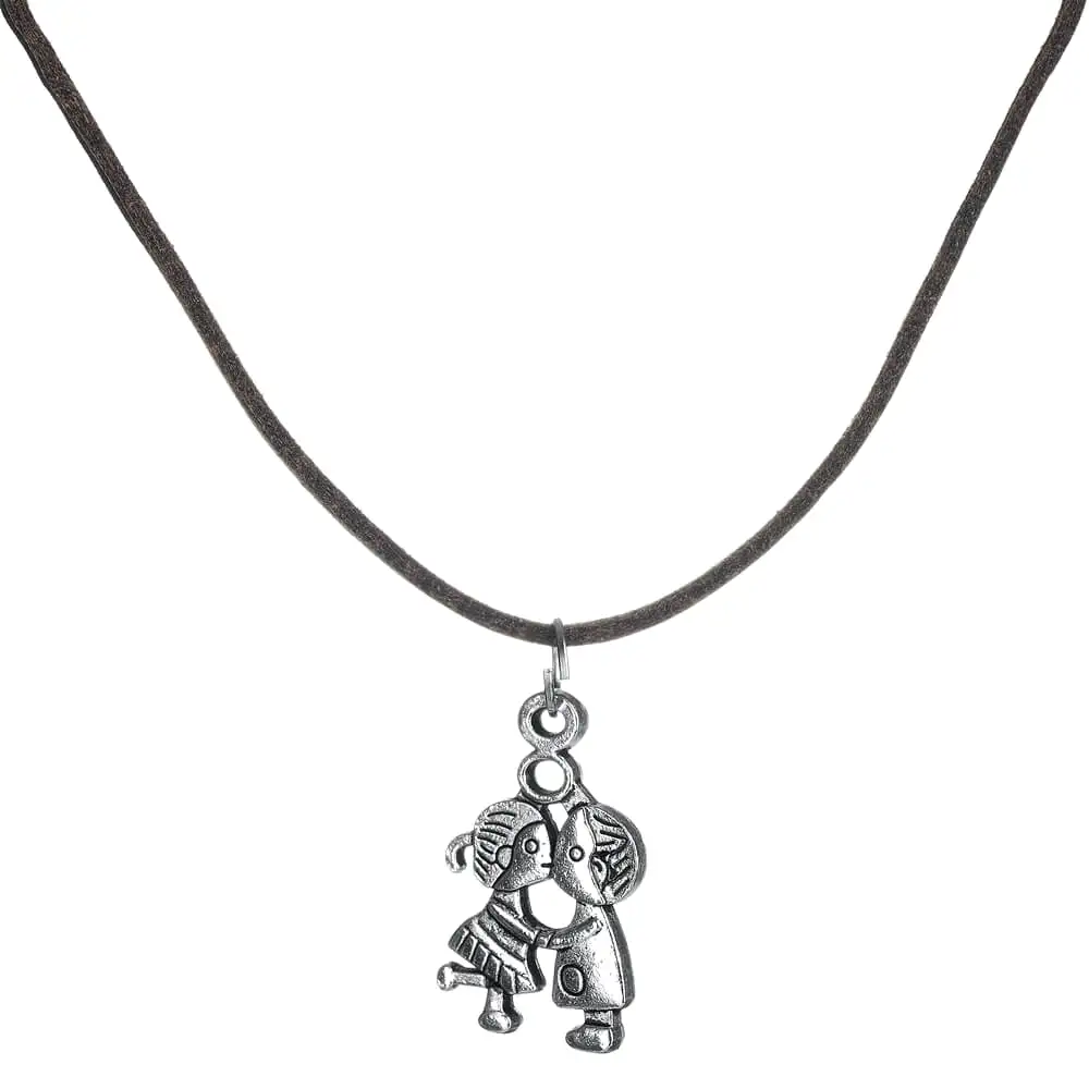 Charm pereche de indragostiti si simbolul infinitului cu snur negru