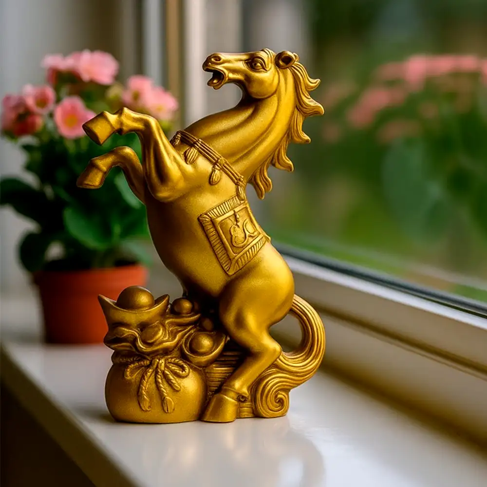 Cal in doua picioare cu sac de bani