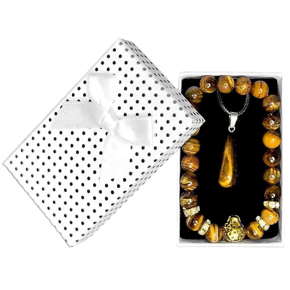 Set brățară și pandantiv Ochi de Tigru ajustabile