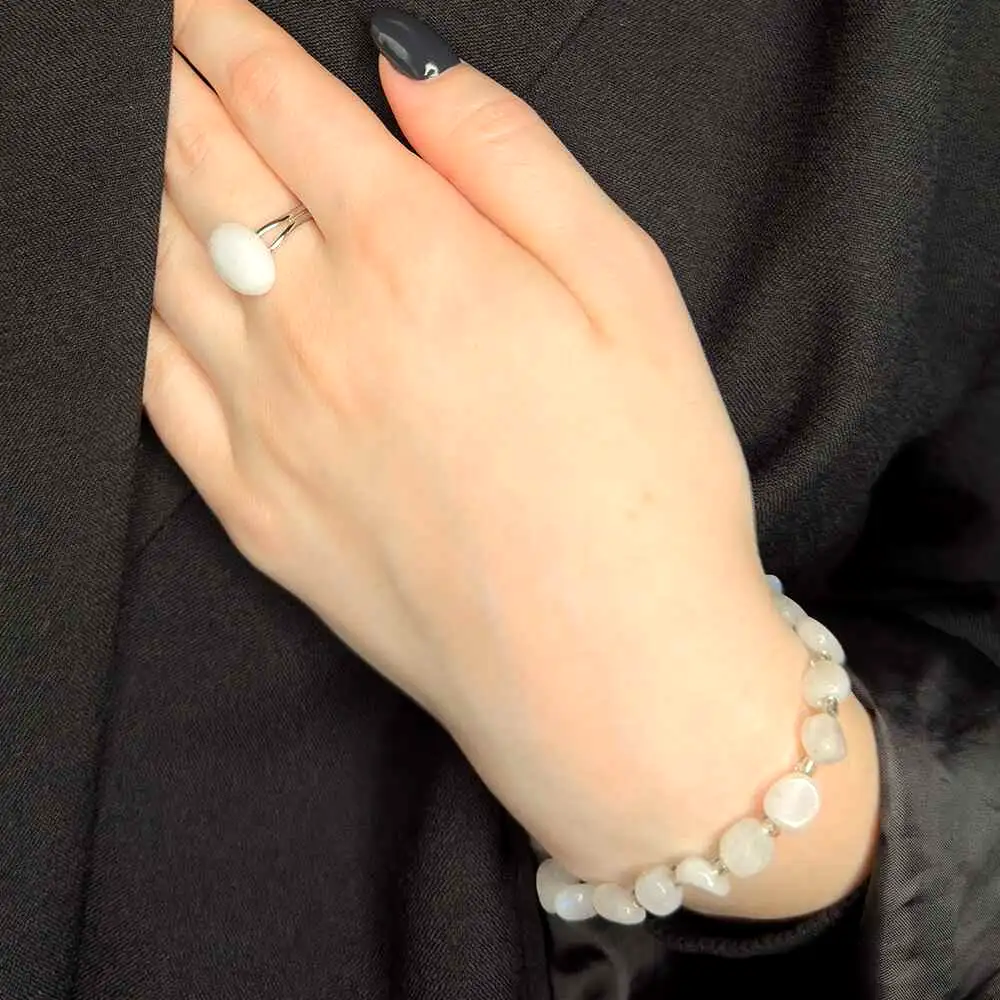 Set brățară Piatra Lunii și inel Piatra Lunii ajustabile