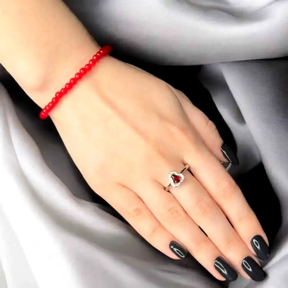 Set brățară Carneol și inel Granat ajustabile