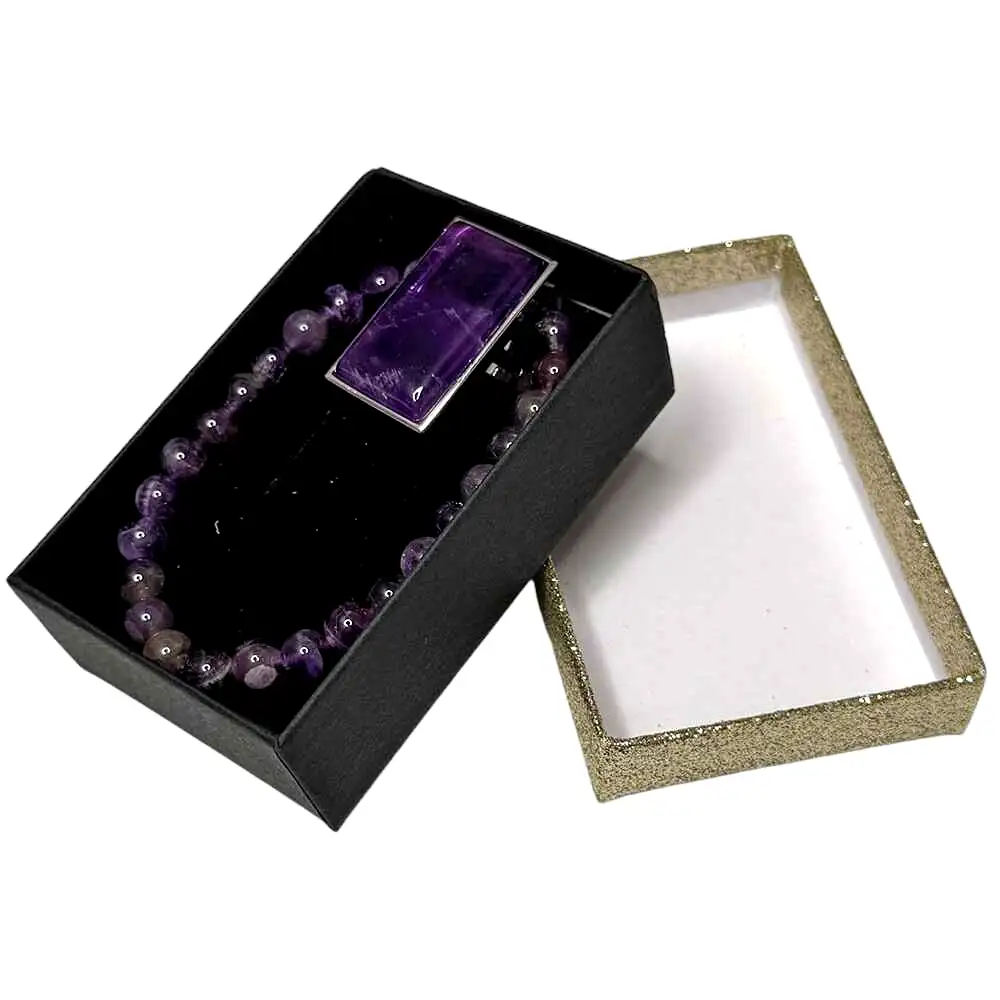 Set brățară 6 pietre și inel Ametist